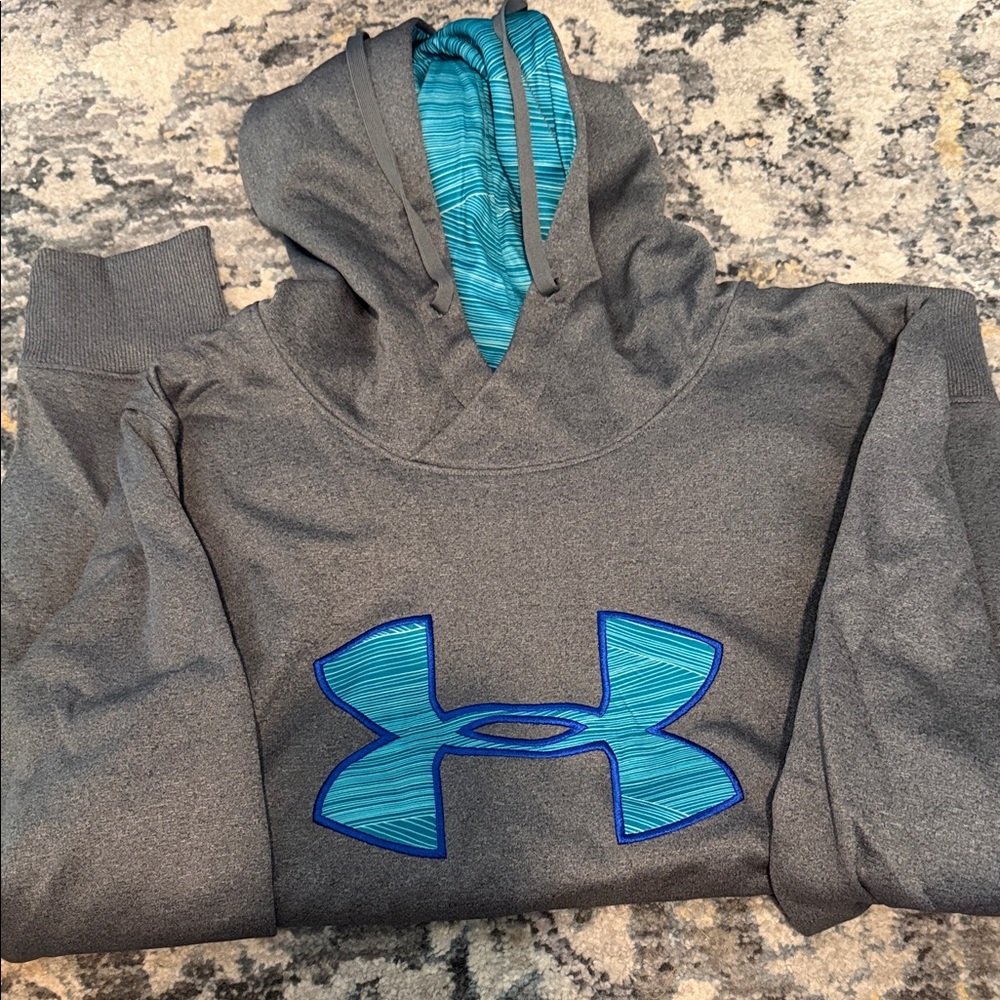 Under Armour Gray Hoodie with Blue Logo